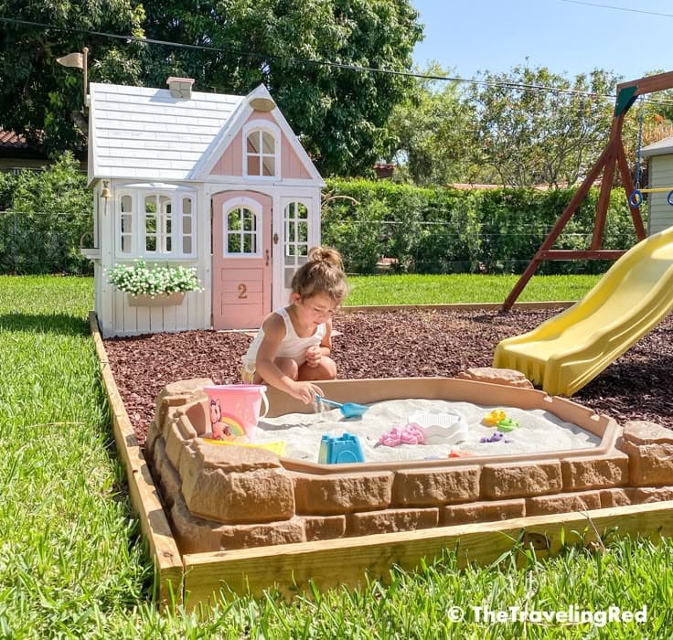 DIY Sandbox with a Charming Backyard Play Area