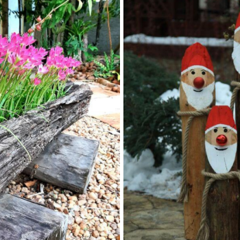 Garden Decoration Ideas By Using Branches and Logs